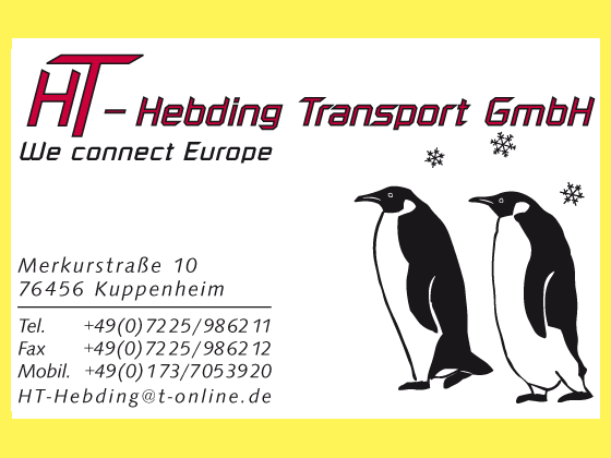 Visitenkarte Hebding Transport