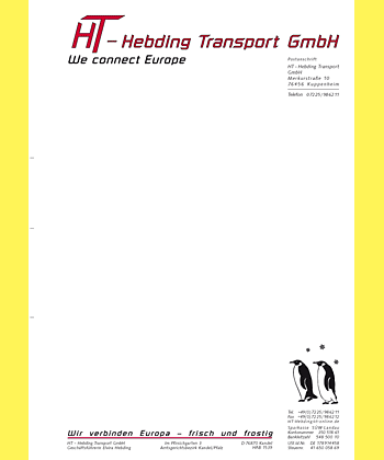 Briefbogen Hebding Transport